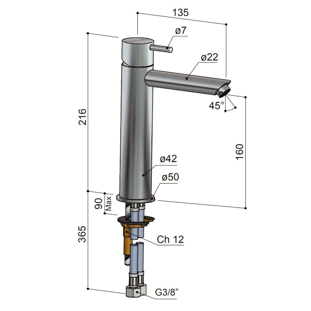 Hotbath Cobber wastafelkraan gepolijst messing PVD