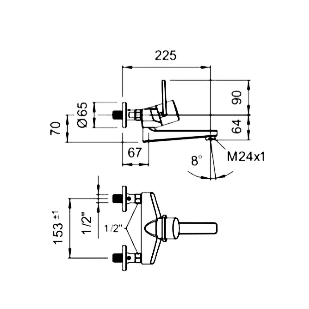 Arwa Class Momentum design wandmengkraan 180 mm uitloop met, chroom
