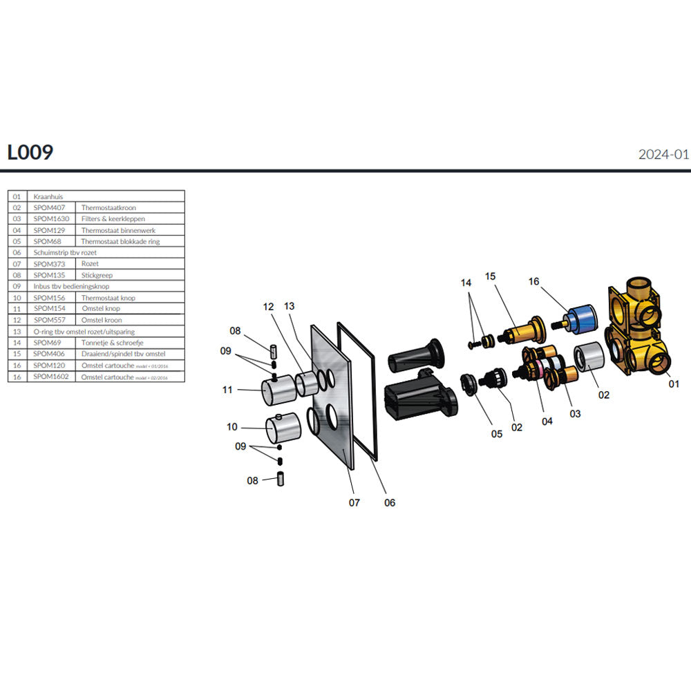 Hotbath Douchethermostaat Inbouwdeel met 2-weg Omstel – Geschikt voor Laddy Afbouwdelen – Chroom