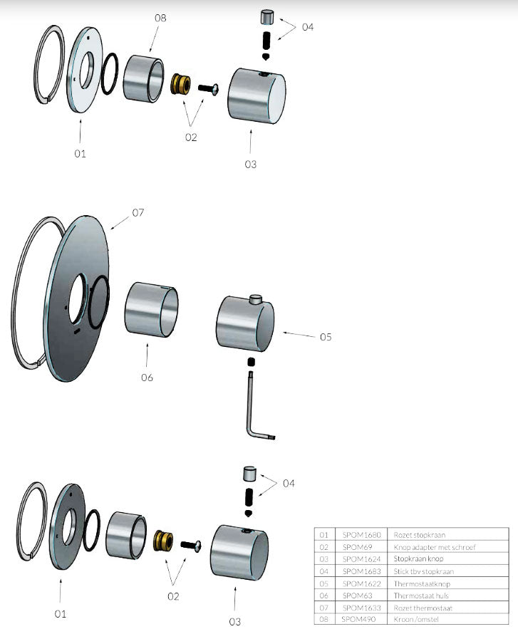 Hotbath Buddy B007EXT afbouwdelen voor inbouw thermostaat met 2 stopkranen geborsteld nikkel (2022)