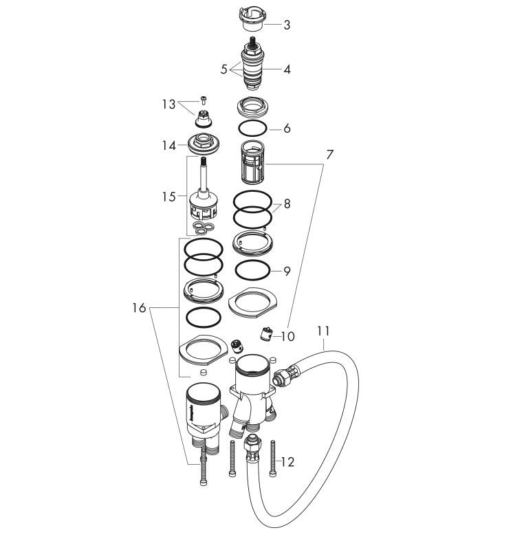 Hansgrohe grondset inbouwdeel, basisgarnituur 2-gats badrandthermostaat