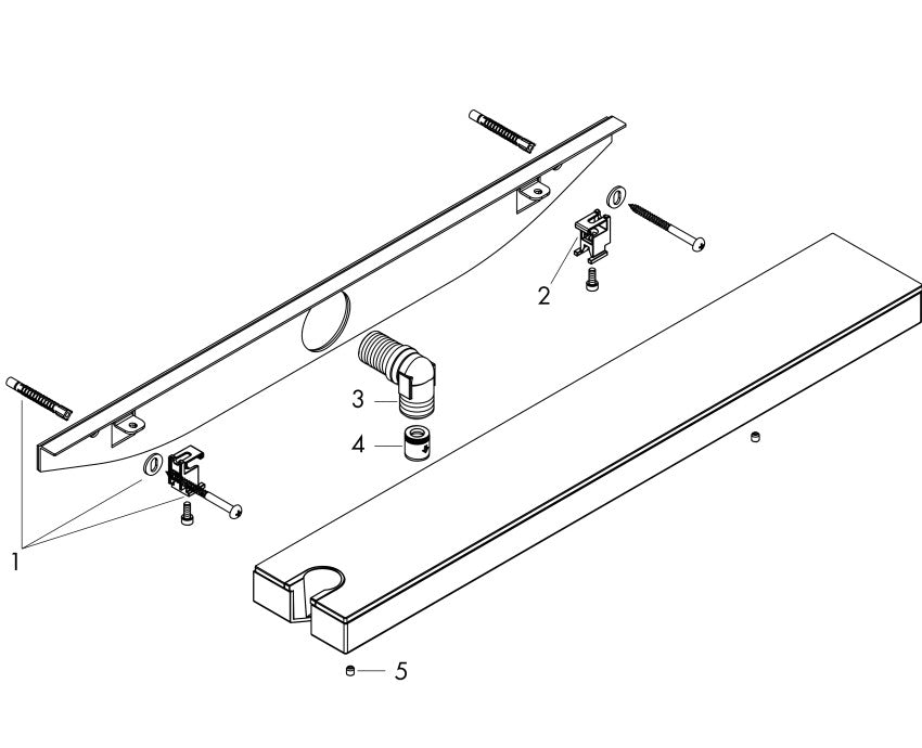 Hansgrohe Fixfit Porter 500 muuraansluiting m. planchet met douchehouder links, mat wit