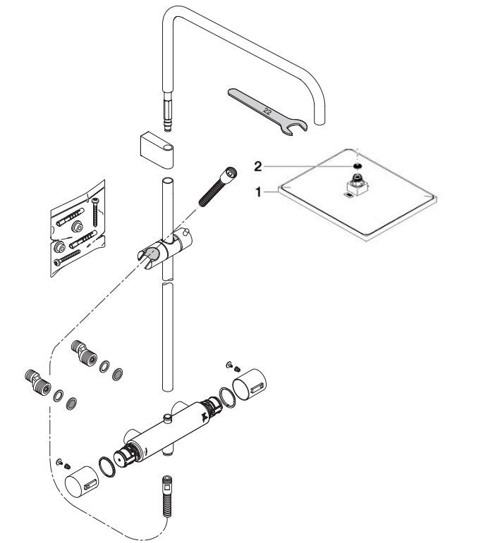 Dornbracht Symetrics Showerpipe, douchekolom met thermostaatkraan zonder handdouche - Geborsteld brons