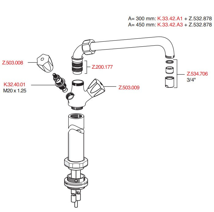 KWC GASTRO A300 2-greeps professionele verhoogd grootkeuken mengkraan