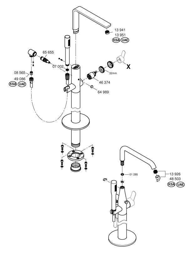 Grohe Essence New vrijstaande montage badmengkraan met douchegarnituur Sunset Gold Geborsteld