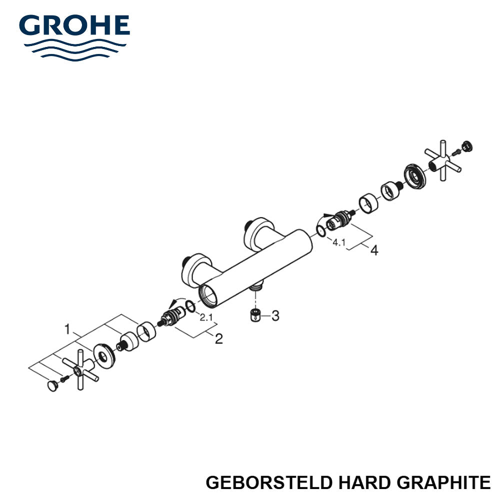 Grohe Spa Atrio douchemengkraan kruisgrepen grafiet geborsteld