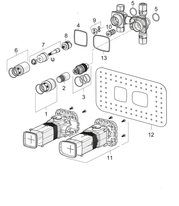 Hansa Matrix inbouwdeel voor thermostaat met omstel 44030100