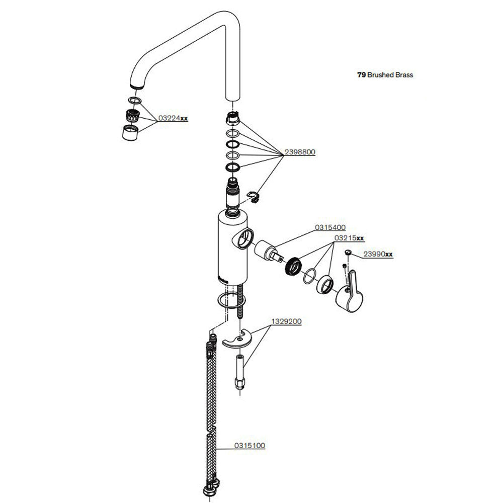 Damixa Silhouet 1-greeps keukenmengkraan geborsteld messing PVD