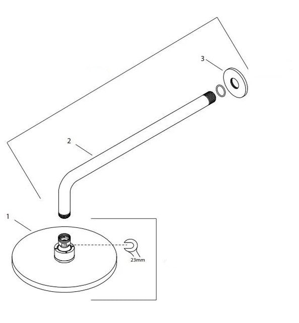 Waterevolution Flow hoofddouche 25 cm met wandbevestiging mat zwart