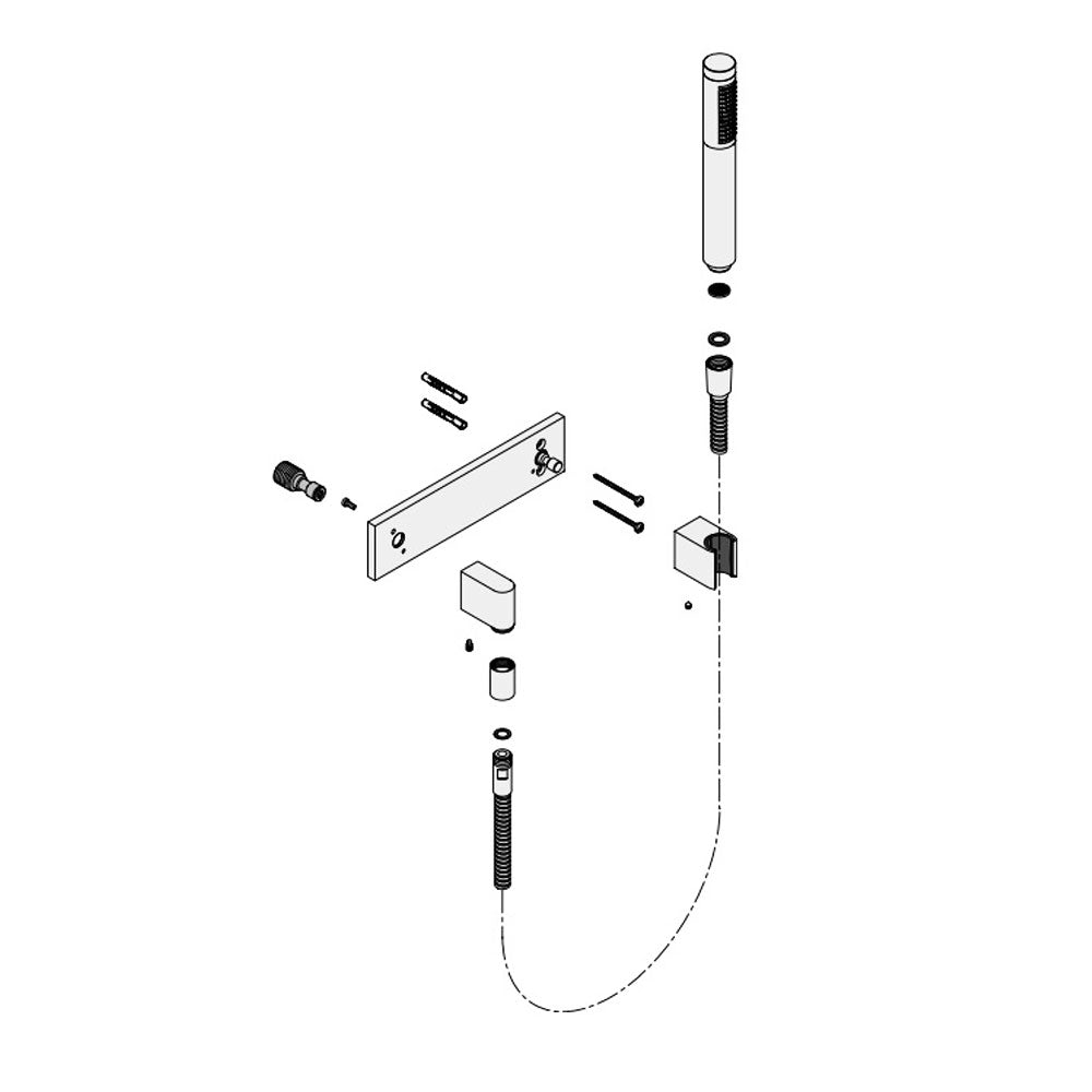 Dornbracht Symetrics douchegarnituur met afdekplaat dark platinum mat