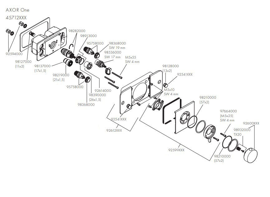 Hansgrohe AXOR One thermostaat afbouwdeel 2 functie, chroom