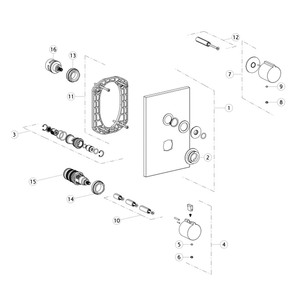 Gessi Emperio 3-weg inbouw + afbouwdeel douche thermostaatkraan, Warm Geborsteld Brons