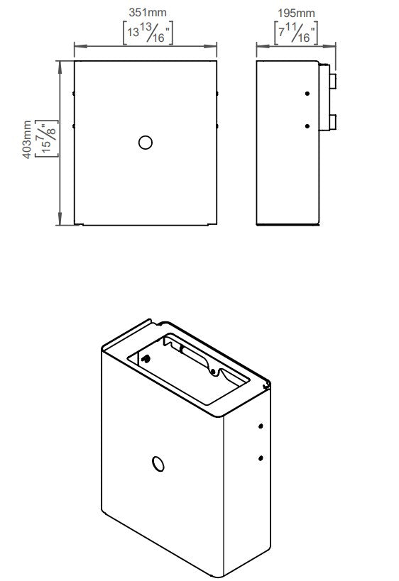 D line X Afvalbak voor papieren dispenser 20L, geborsteld Zwart PVD