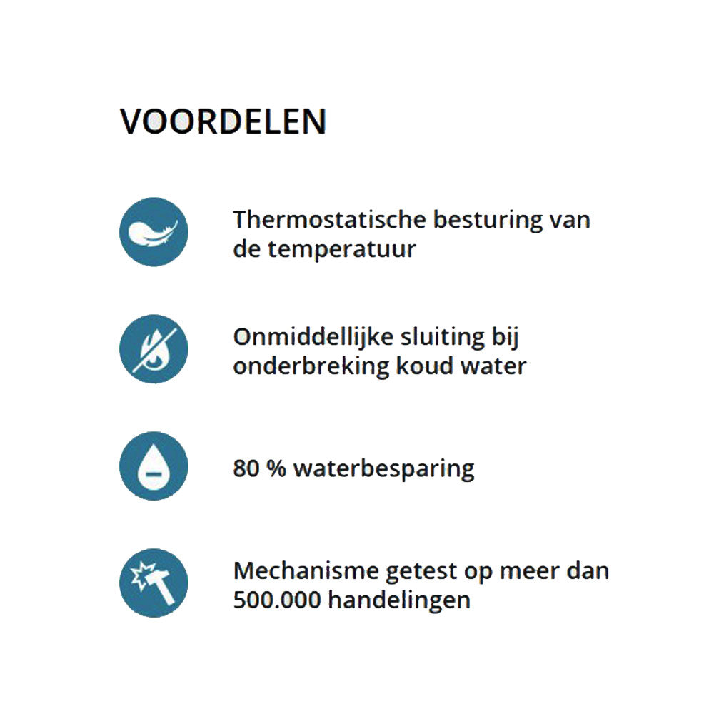 Delabie Securitherm zelfsluitende thermostaat douchemengkraan RVS