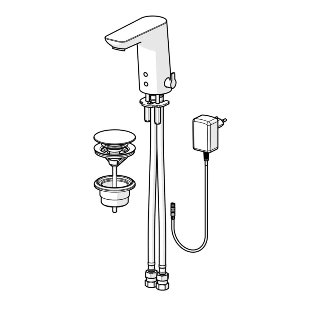 Hansa Ligna elektrische wastafel mengkraan met bluetooth, netvoeding chroom