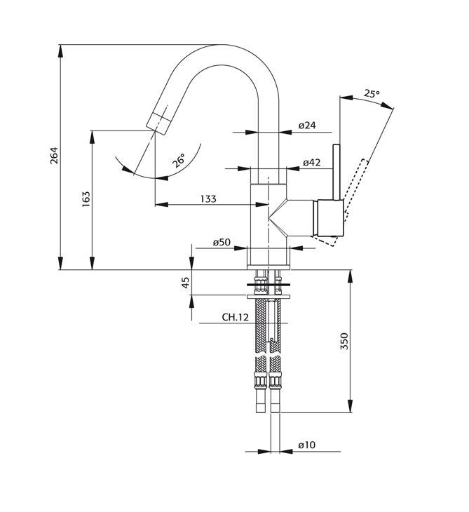 Xenz Deuro wastafelmengkraan mat nikkel ( geborsteld)