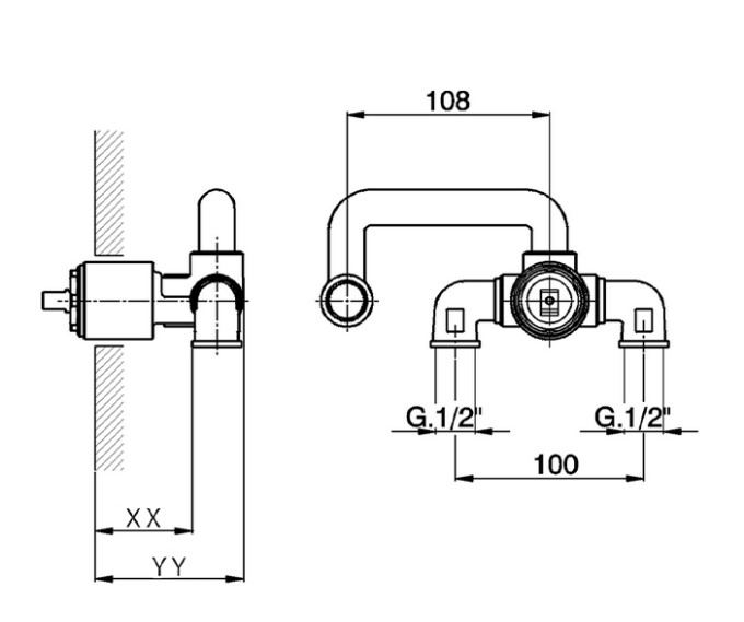 Xenz Aragon 2-gats wand wastafelmengkraan met afdekplaat chroom