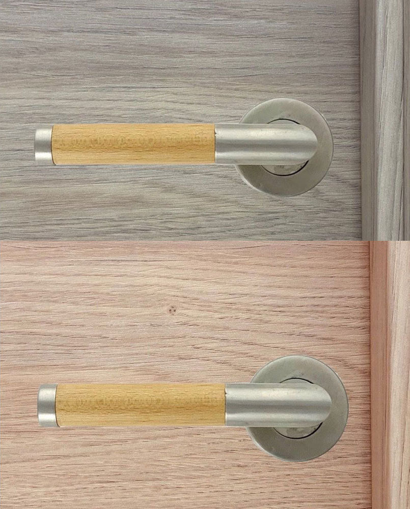 Moderne deurkrukken van RVS en hout – tijdloos design