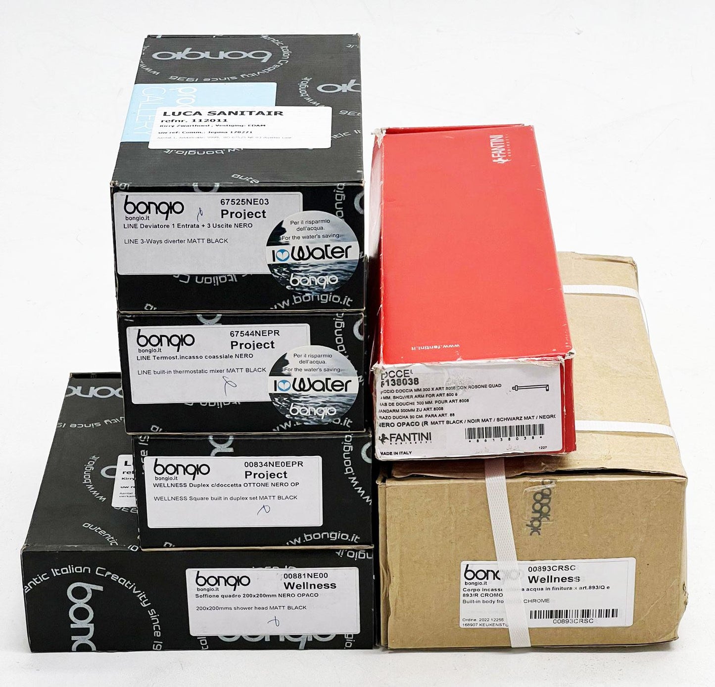 Bongio Project Line Wellness inbouw thermostaat doucheset 3-weg hoofddouche met waterval/cascade, mat zwart