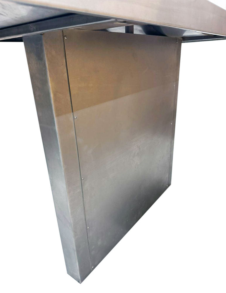 Unieke RVS Dubbele Design Wastafel voor 2 opbouwkranen op RVS Voet