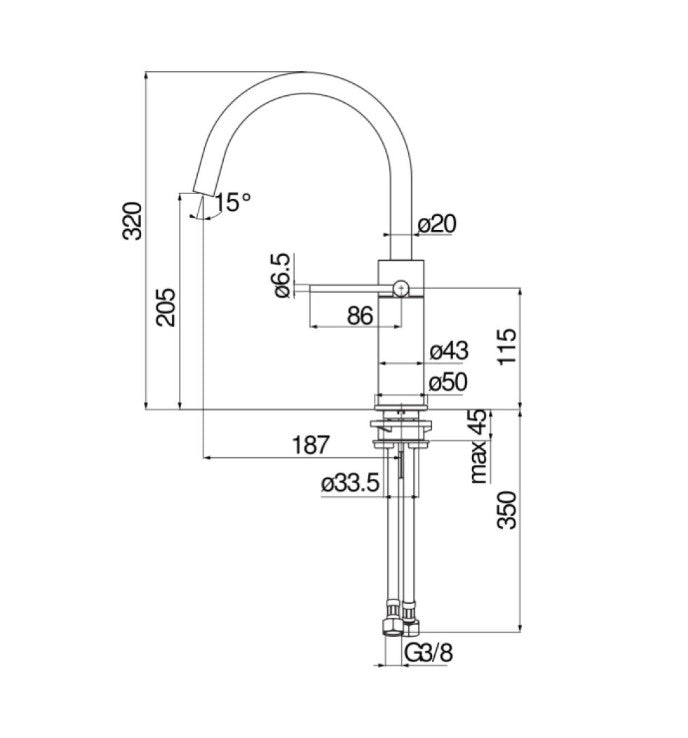 Nobili Velis keukenmengkraan inox geborsteld RVS