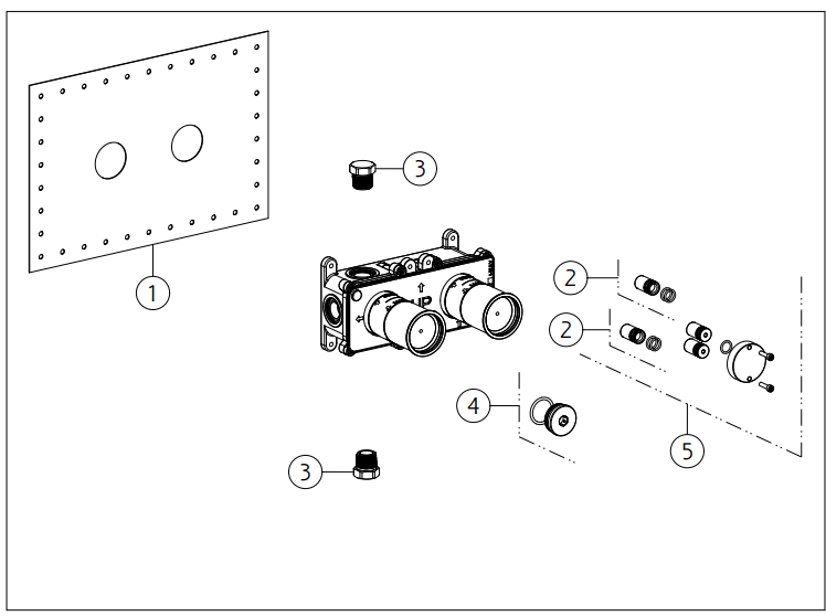 Gessi Bagno 316 afbouwdeel + inbouwdeel baddouche thermostaat 1-weg geborsteld copper PVD