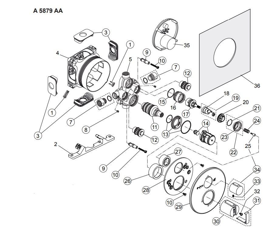 Ideal Standard Easybox Slim rond inbouw thermostatische baddouchekraan met stopkraan en omstelling