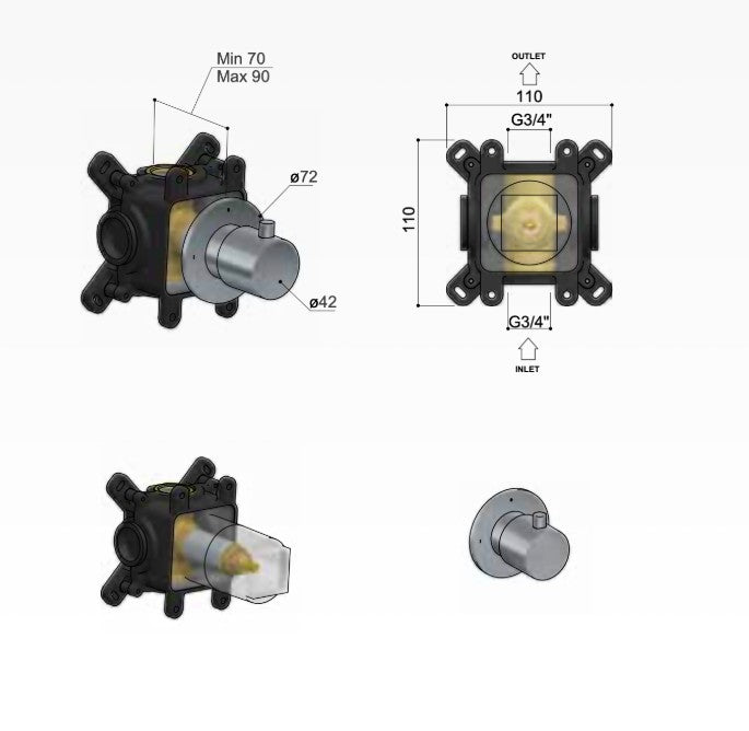 Hotbath Cobber CB7068 inbouw stopkraan inclusief inbouwdeel geborsteld nikkel