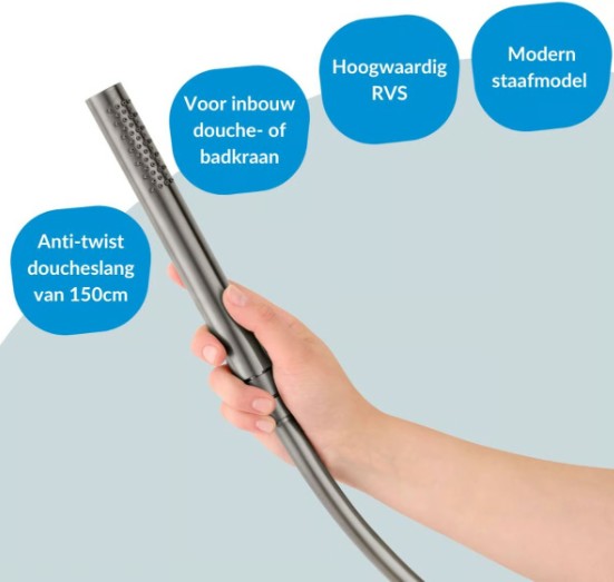 Qisani Flow handdouche set met watertoevoer, geborsteld gun metal