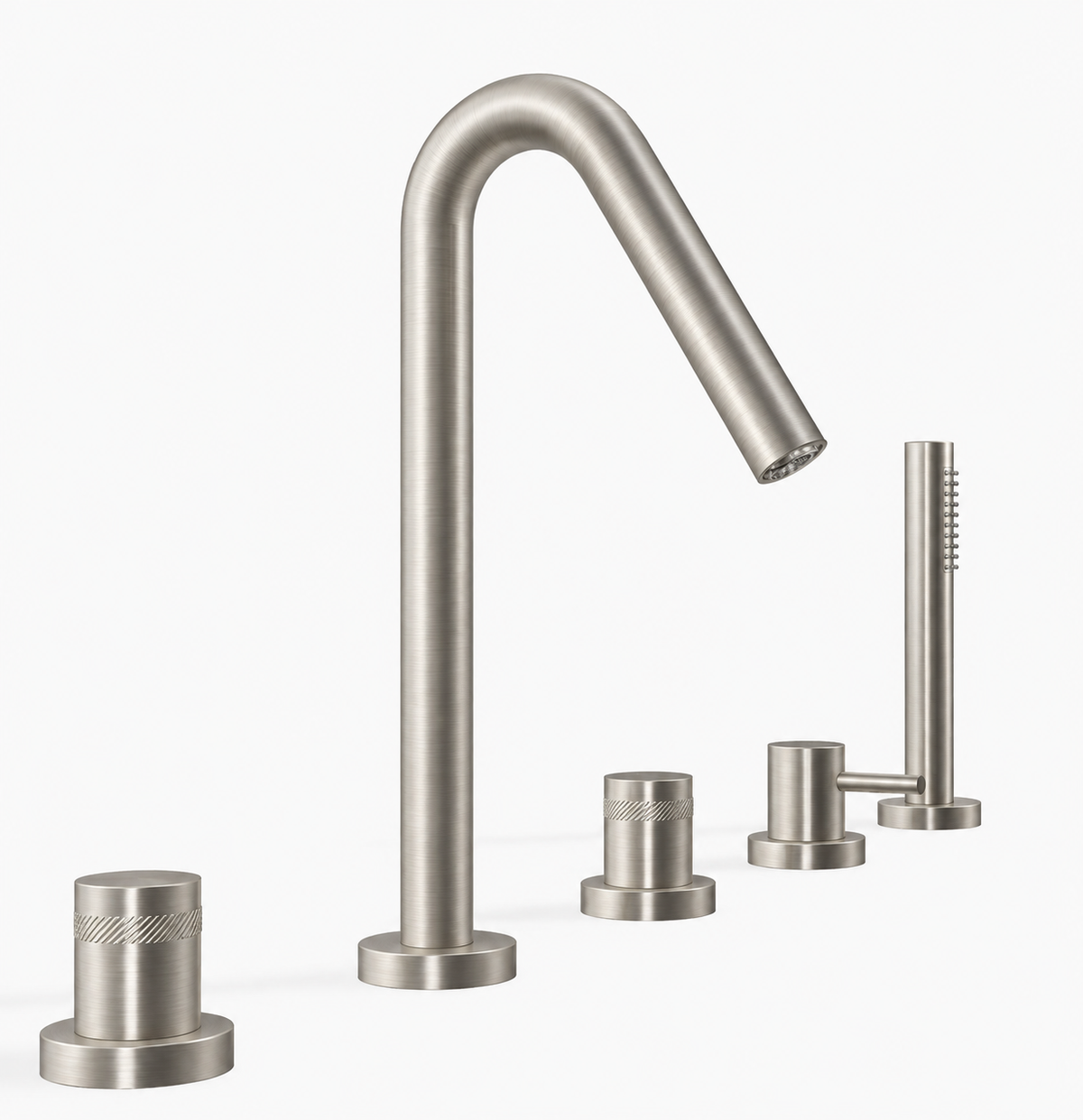 Treemme X-Change 5-gats design badrandkraan combinatie met omstel geborsteld mat nikkel