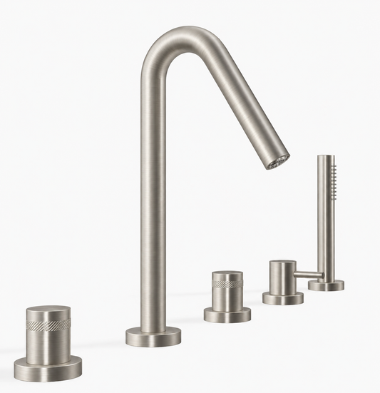 Treemme X-Change 5-gats design badrandkraan combinatie met omstel geborsteld mat nikkel