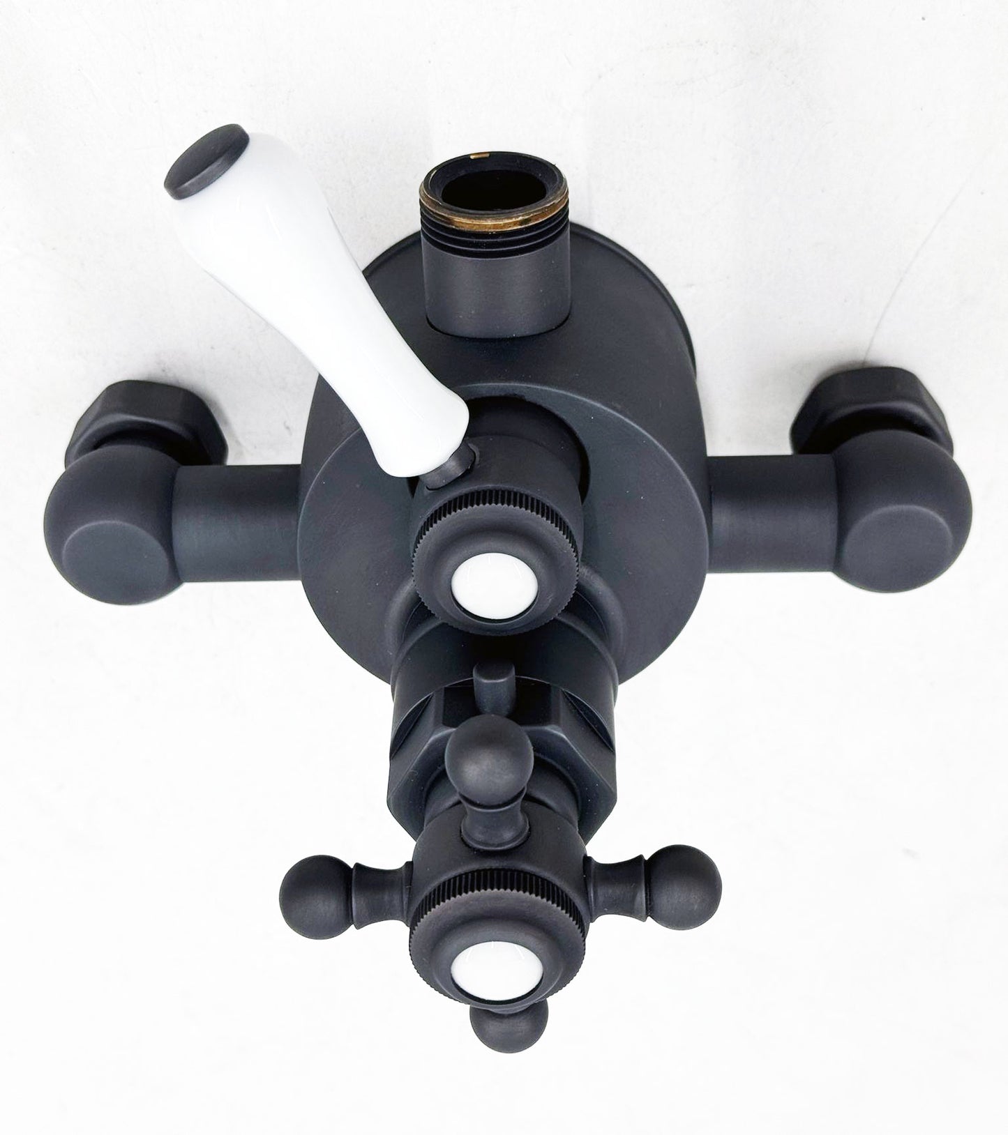 RVB klassieke douchethermostaat set voor wandmontage, handdouche en douchezuil met hoofddouche Ø 214 mm, Donker Brons Mat