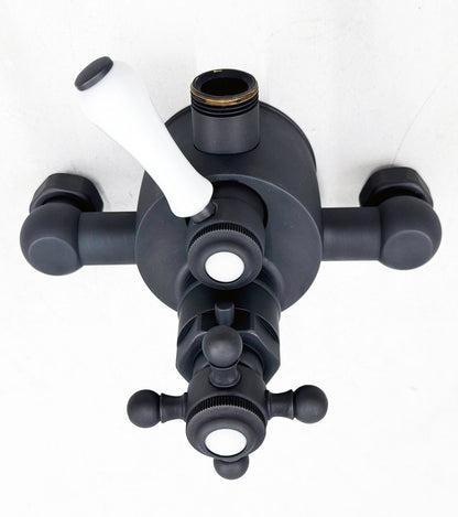 RVB klassieke douchethermostaat set voor wandmontage, handdouche en douchezuil met hoofddouche Ø 214 mm, Donker Brons Mat
