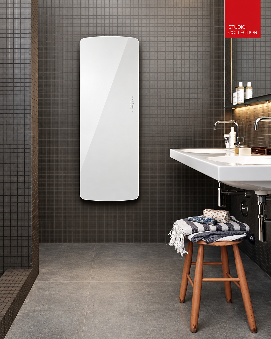 Runtal / Zehnder Folio Glass design elektrische verwarming glasoppervlakte wit