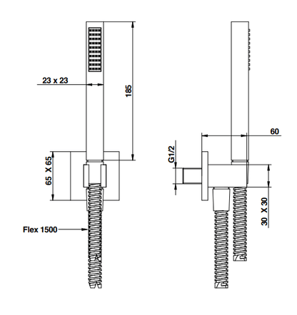 Bongio Project Line Wellness inbouw thermostaat doucheset 3-weg hoofddouche met waterval/cascade, mat zwart