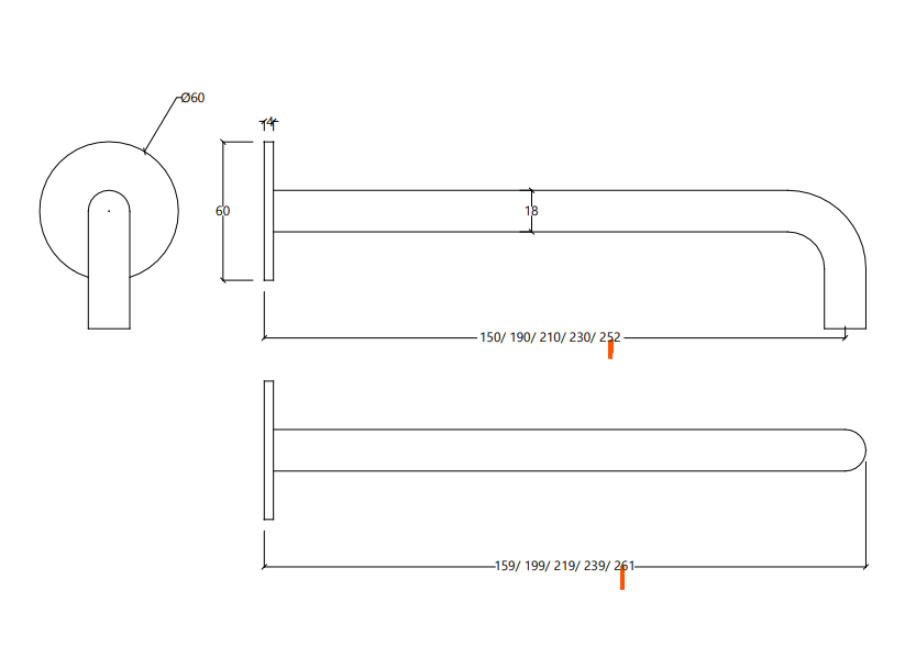 Qisani Flow thermostatische inbouw baddouchekraan 2-weg ovaal Gold / Goud