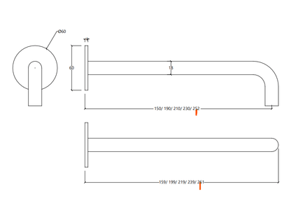 Qisani Flow thermostatische inbouw baddouchekraan 2-weg ovaal Gold / Goud