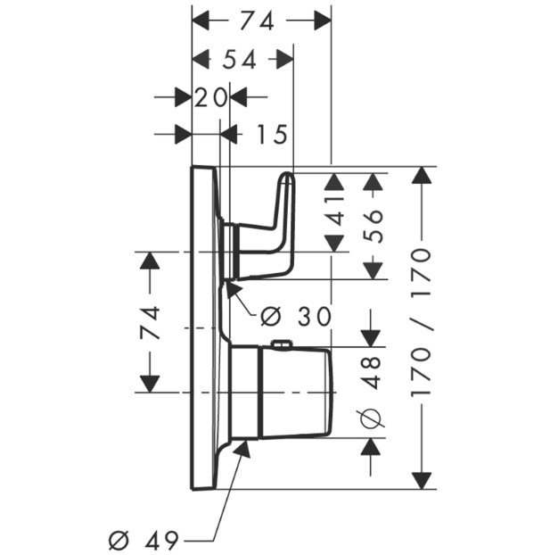 Hansgrohe AXOR Bouroullec afbouwdeel voor inbouwdouchekraan thermostatisch met stopkraan chroom