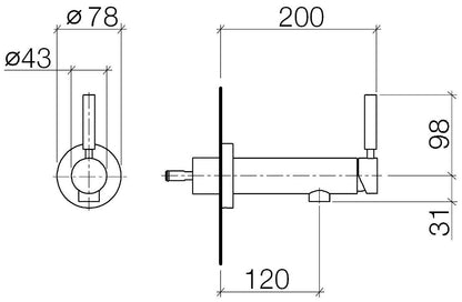 Dornbracht Tara Logic 1-greeps wandmengkraan afbouwdeel met sprong 12 cm chroom 