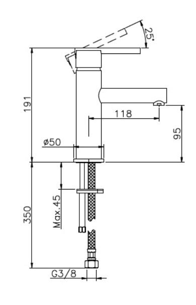 Tratto EVO Wastafelmengkraan titanium zwart PVD