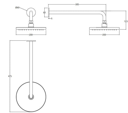 Waterevolution Flow hoofddouche met wandbevestiging copper PVD