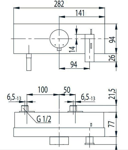 Jado Cubic design thermostaat douchekraan chroom