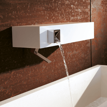 Dornbracht Elemental Spa IAM 1-greeps wastafel wandmengkraan met Corian wit behuizing