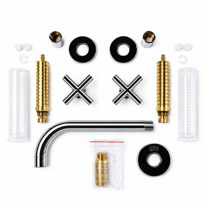 Dornbracht Tara tweegreeps 3-gats wandmengkraan sprong 240 mm, Chroom
