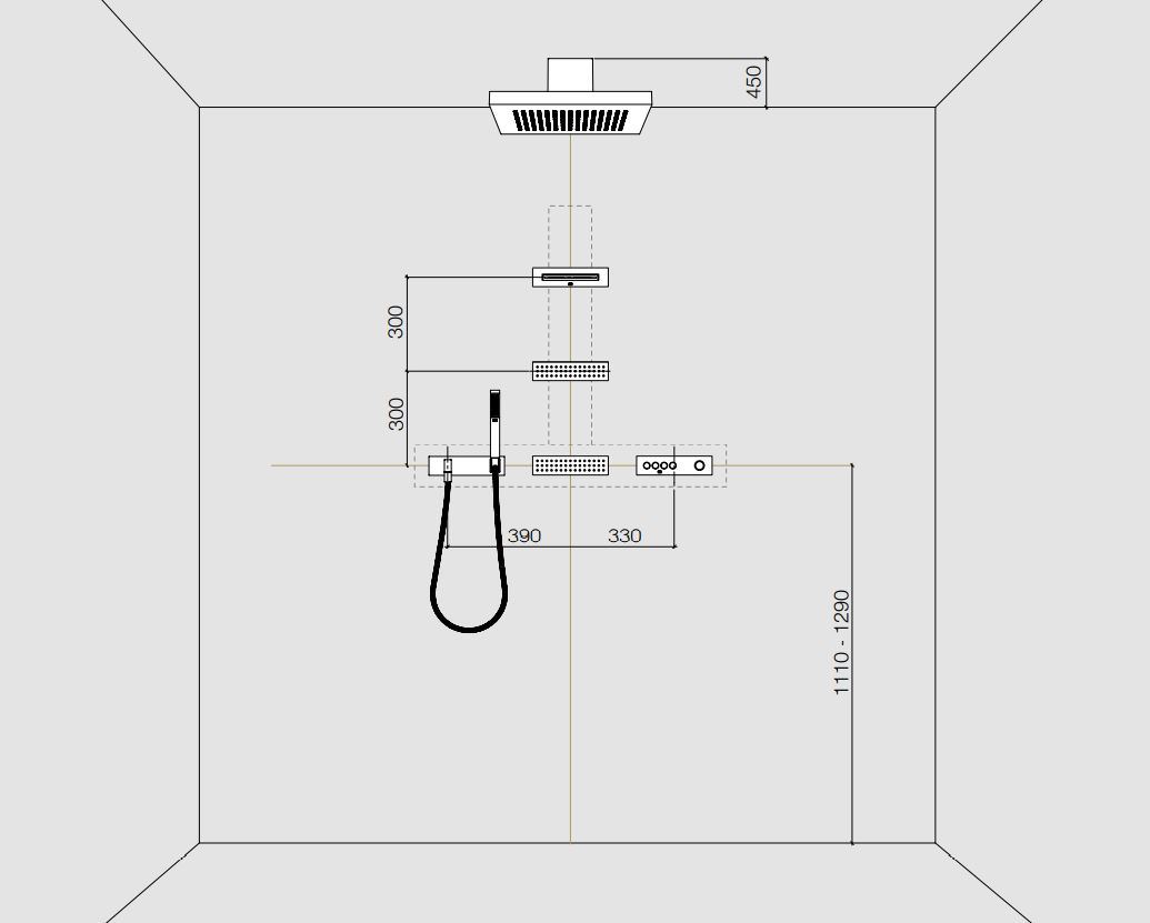 ATT Dornbracht vertical shower met just rain regendouche met plafondbevestiging