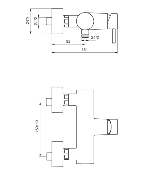 Ideal Standard Mara douchekraan met koppelingen chroom