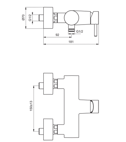 Ideal Standard Mara douchekraan met koppelingen chroom