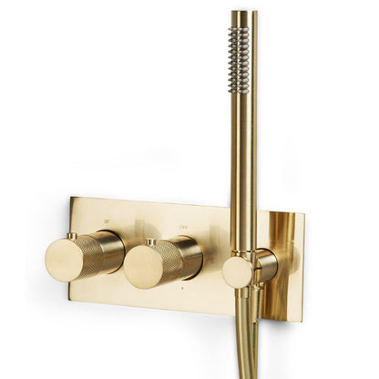 Blue Label Brondby facet inbouw douchethermostaat met 2 uitgangen, geborsteld goud PVD