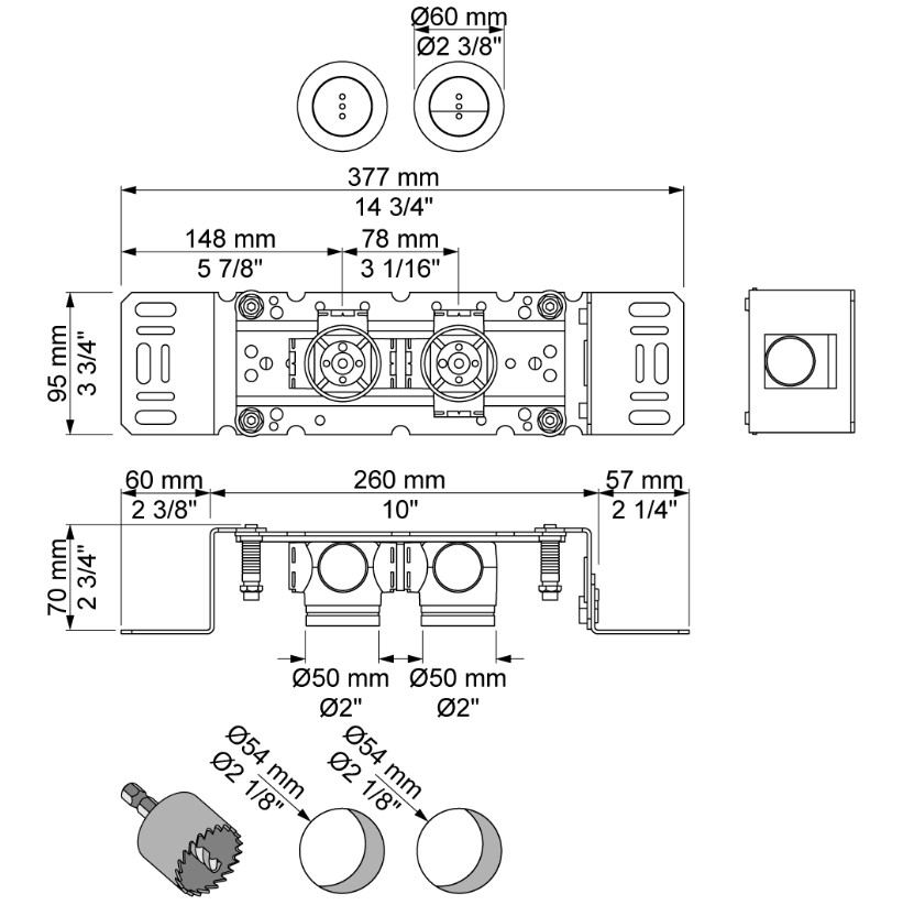 Vola RS83E-40 Elektronische infrarood sensor tbv dubbele spoeling, handsfree RVS