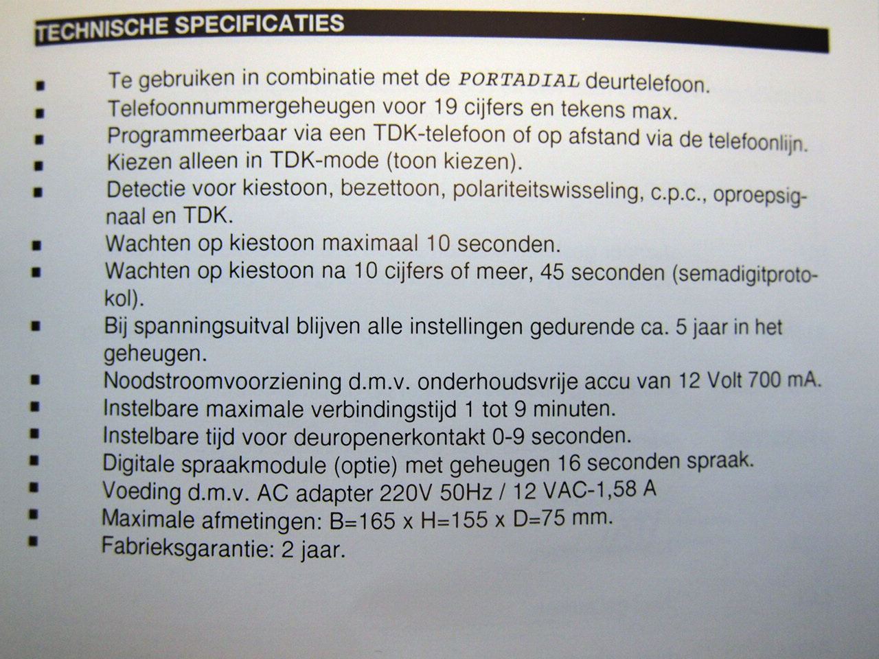 PORTADIAL interface Type 6 met digitale spraakmodule